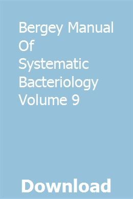 bergey manual of systematic bacteriology flowchart